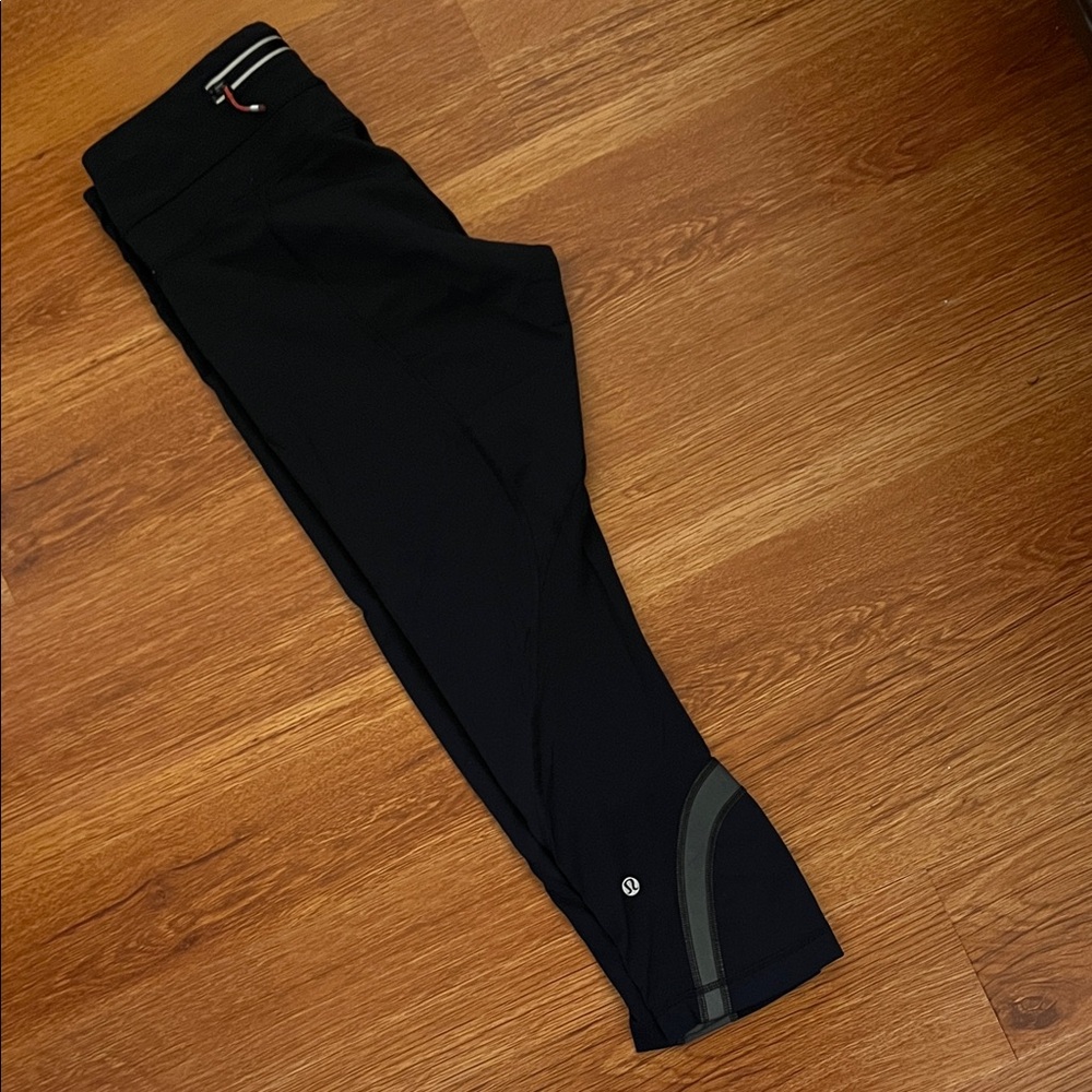 Lululemon Athletica Black Leggings with Gray Accents